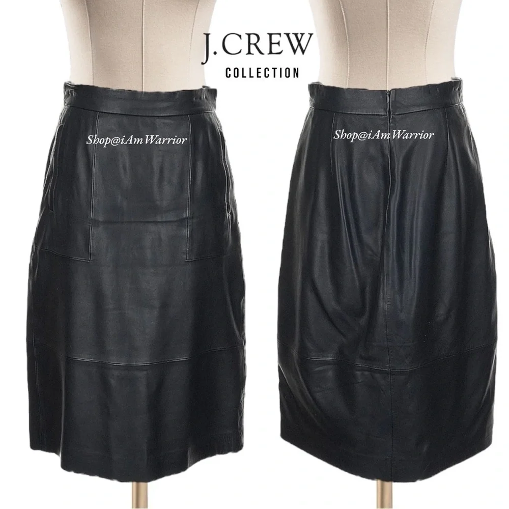 J.Crew Collection genuine leather a-line midi-skirt *shop@iamwarrior